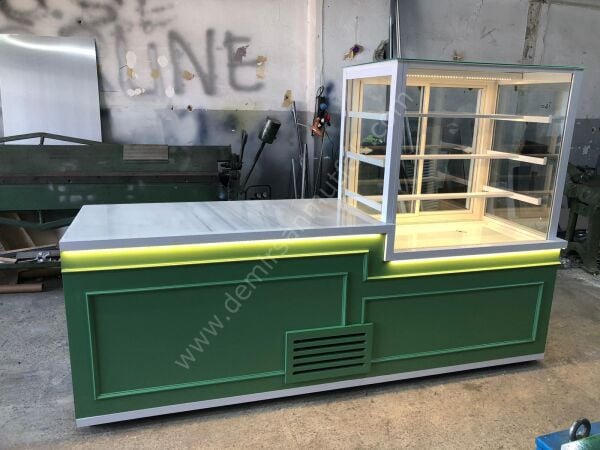 Pasta Tatlı Banko Dolabı – Tezgah Üstü Camlı Pastane Teşhir Ünitesi DM093