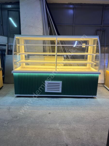 Yeşil Dekor LED Aydınlatmalı Pasta, Çikolata ve Tatlı Teşhir Dolabı DM0108