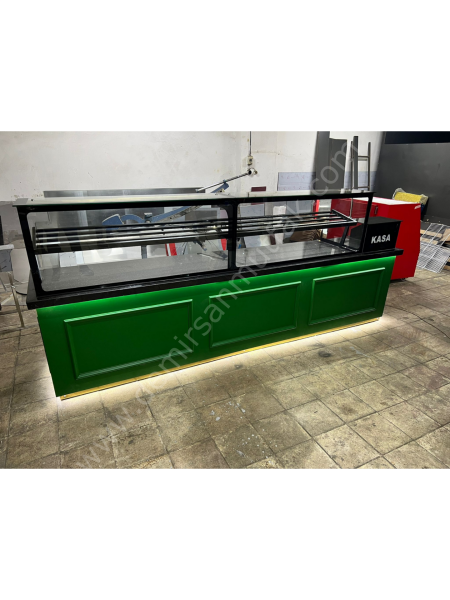 Yeşil Gövdeli Modern Baklava ve Tatlı Teşhir Tezgahı DM0122