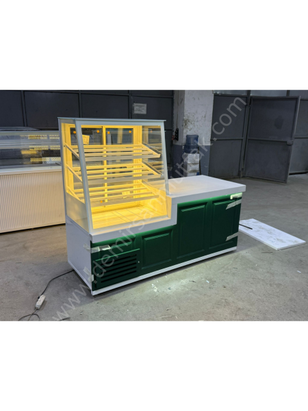 Pasta ve Tatlı Teşhir Banko Dolabı – Kompakt Endüstriyel Vitrin DM0144