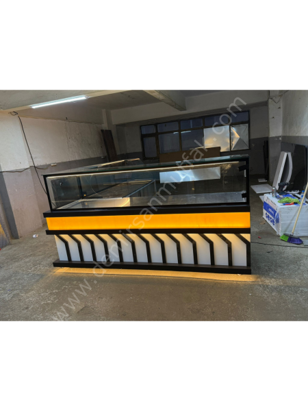 L Tipi Börek Banko Tezgahı – Endüstriyel Köşe Teşhir Ünitesi DM0146