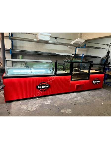 Pasta, Tatlı ve Dondurma Teşhir Bankosu – Endüstriyel Çok Bölmeli Vitrin DM0149