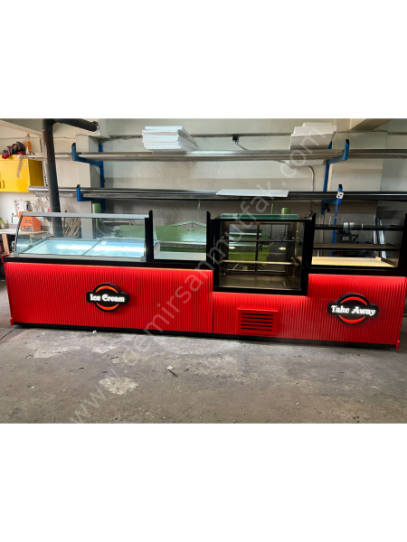 Pasta, Tatlı ve Dondurma Teşhir Bankosu – Endüstriyel Çok Bölmeli Vitrin DM0149