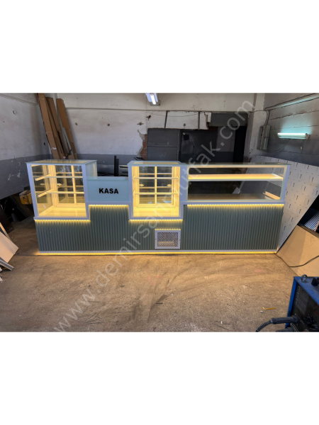 Pasta Tatlı Kuru Pasta Dolabı ve Börek Tezgahı Seti – Çok Bölmeli Pastane Servis Ünitesi DM0159