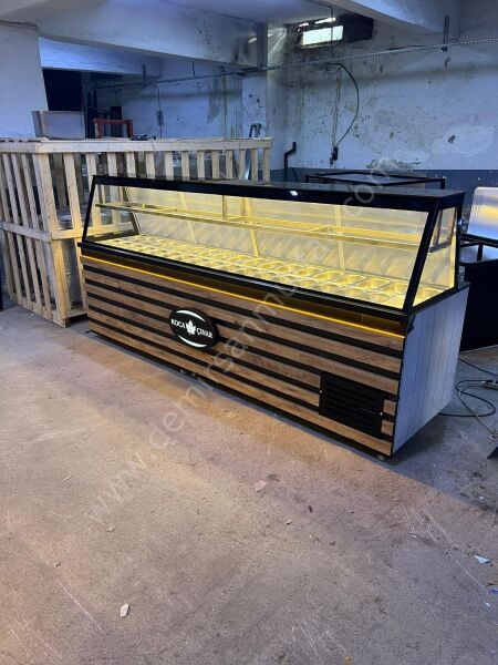 Modern Ahşap Tasarımlı Salata & Kahvaltı Teşhir Dolabı DM0231