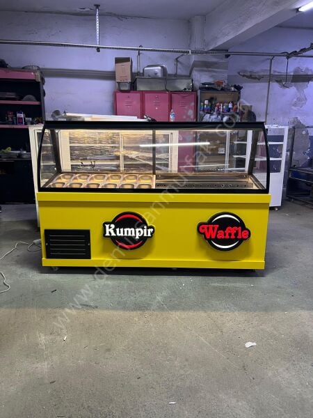 Sarı Tasarımlı Waffle ve Kumpir Teşhir Dolabı DM0232